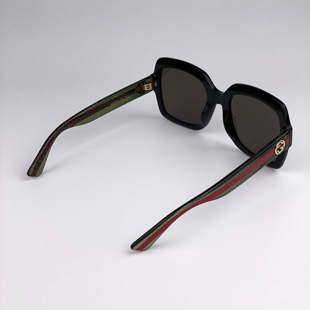 GUCCI WEB GG0036SN 002 Sunglasses Black Green Red Square Women - Picture 8 of 10